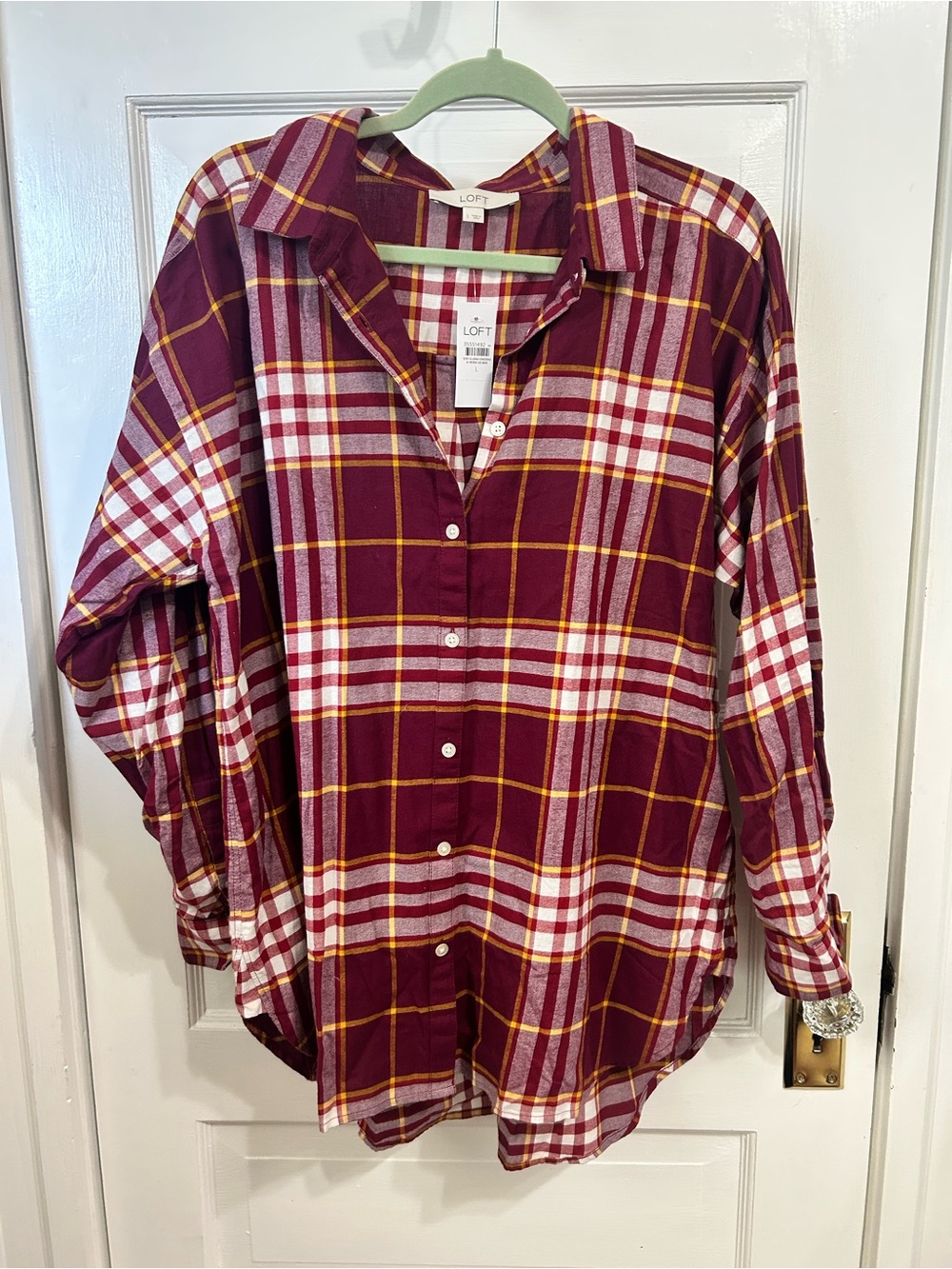 Loft Women's Burgundy and Red Shirt